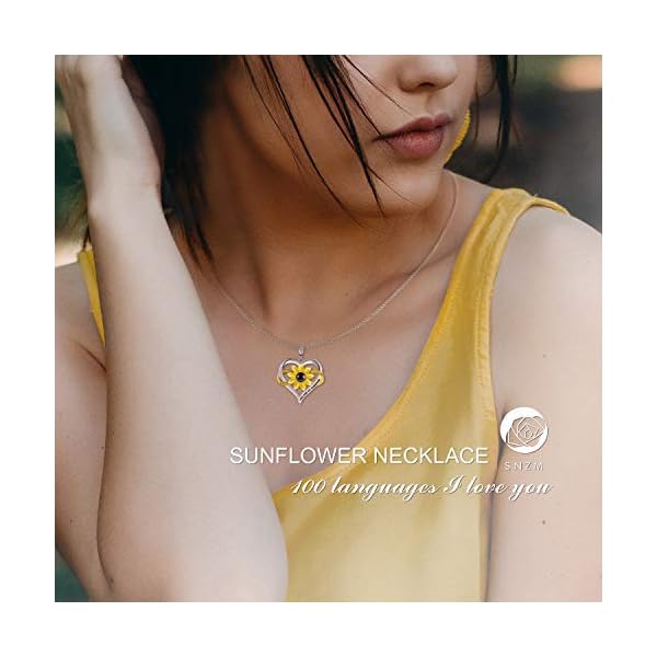 100 Languages I Love You Necklace Heart Necklace for Women Mom Wife Girlfriend You are My Sunshine Sunflower Pendant Necklaces Jewelry for Women Christmas Gifts