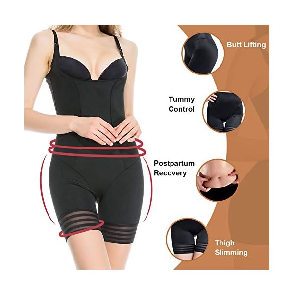 Waist Trainer Body Shaper,Vvarschi women’s thigh slimmer Tommy Tuck shapewear,Health Lightweight Design Bodyshaper bodysuit,Open-Bra Romper Shapewear for Leggings Tights,Black Medium
