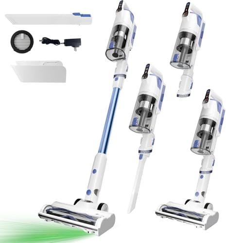 Whall Cordless Vacuum Cleaner, Upgraded Strong Suction Brushless Motor Cordless Stick Vacuum Cleaner, Lightweight Handheld Vacuum for Home Pet Hair Carpet Hard Floor, up to 55mins Runtime,Blue by whall - Used condition - US$91.85