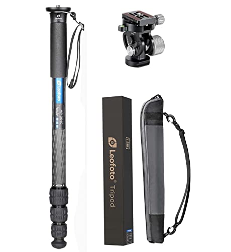 Leofoto MP-364C+VH-10S Monopod and Tilt Head Set, Carbon Fiber, VH-10S Monopod Head, 4 Leg Sections, Arca Compatible (MP-364C+VH-10S Set)
