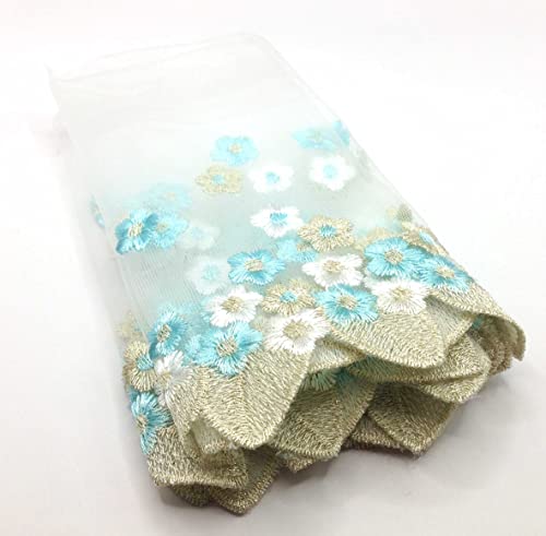 Karmelling 1 Yard Mint Mesh Sequins Embroidered Lace Trim For Sewing And Bridal Wedding Decorations Diy Mini Doll Dressing Handicrafts 8 Inch #TOP5