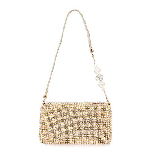 Image of Rhinestone Crossbody chain sling Bag for women Evening Clutch Handbags for Girls trendy Ladies crystal Glitter Purse Wallet for Party Wedding.