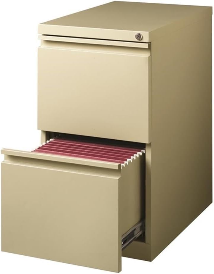 Hirsh 23-in Deep Mobile Pedestal File 2-Drawer File/File. Full Width Pull. Beige