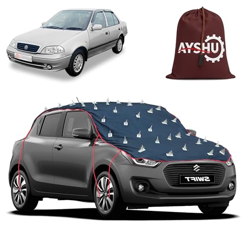 Image of AYSHU Water-Resistant Spike Car Cover for Maruti Suzuki Esteem - Protects from Dogs, Monkeys, Dust, Sunlight & UV - Full Roof Universal Fit