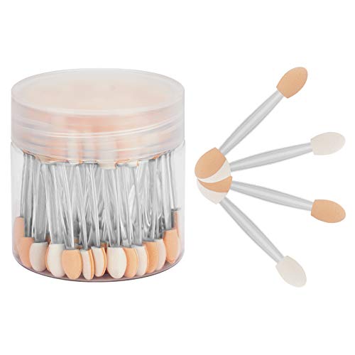 CHEFBEE 80pcs Eyeshadow Applicators with Container, Disposable Dual Sides Eyeshadow Brushes, Eyeshadow Sponge Applicator Makeup Applicators(Clear)
