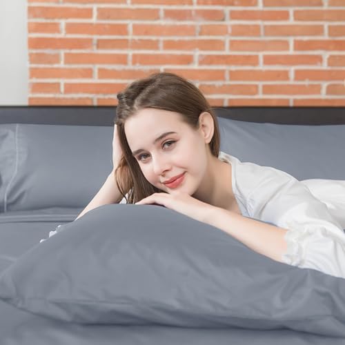 sunflower Extra Deep Pocket Queen Sheet Sets Fits 18"-24" in Deep Mattress -100% Cotton Queen Sheet Set, Stone Blue Hotel Luxury Soft Breathable Sheet Sets for Queen Bed Deep Pocket by sunflower - Image 8