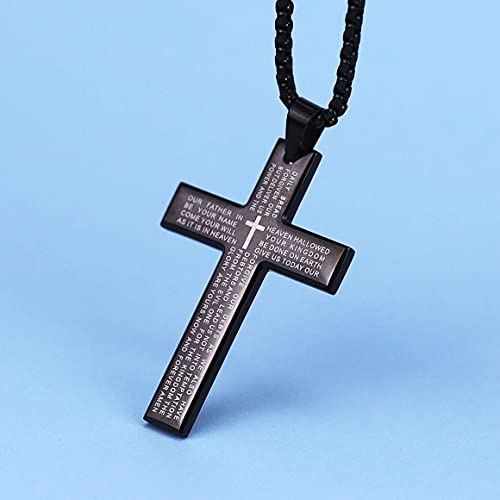 Rnivida Men's Cross Necklace with Lord's Prayer, Stainless Steel Christian Cross Pendant Necklace for Men3