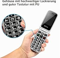 artfone F30 4G Seniorenhandy Klapphandy Ohne Vertrag, Großtasten Mobiltelefon, 2,4 Zoll Farbdisplay, SOS Notruftaste, Ladestation, Handy für Senioren, FM Radio, 1300mAh Akku, Sprachansage - Schwarz – Ansicht 3