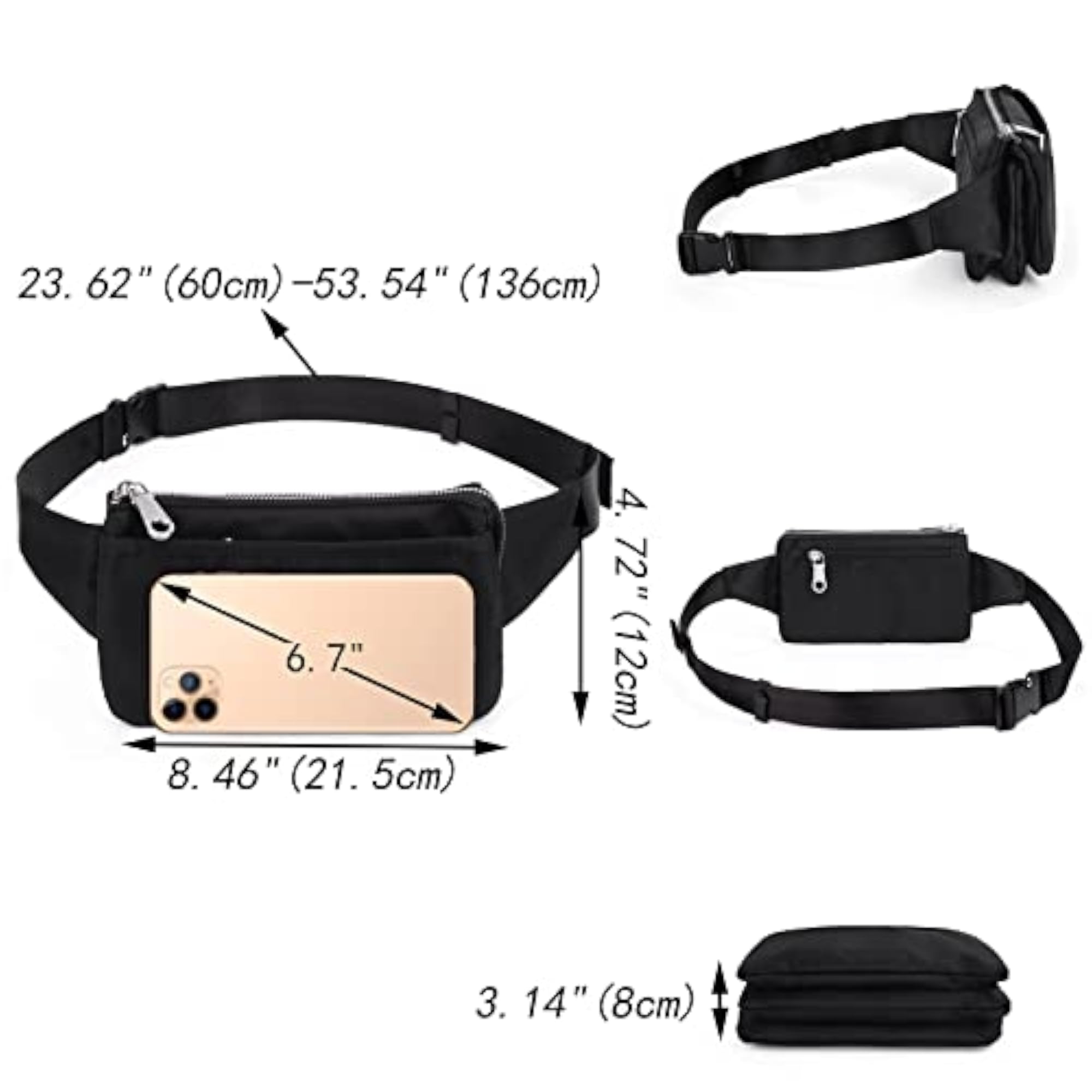 Women's Waterproof Nylon Fanny Pack, Slim Lightweight