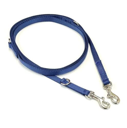 Police Style Puppy Training Lead Double Ended Puppy Leash Adjustable Multi-Functional In 13mm Webbing (Navy, 5ft (1.5 Metres))