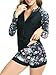 DMMWCX Swimsuit Floral Long Sleeve Surf Swimsuit Women Two Piece Swimsuit Swimwear Beachwear-A4-S