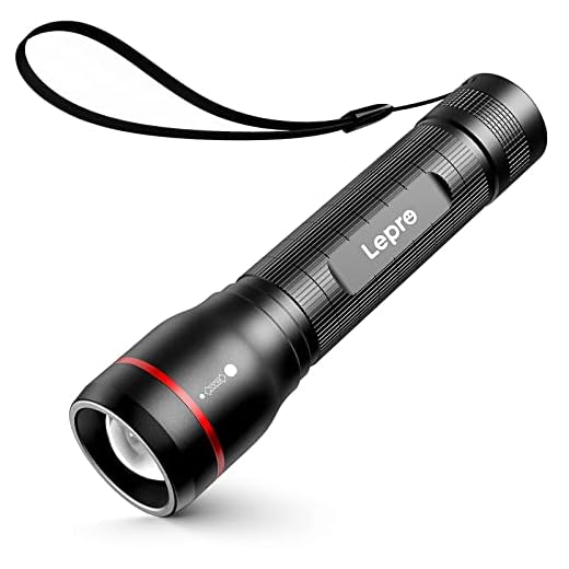 Lepro LED Tactical Flashlight, LE3000 High Lumen Streamlight Torch, 5 Lighting Modes, Zoomable, Water Resistant, Adopted by Osram P9 LED, Powered by AA Battery, for Camping, Running, Emergency