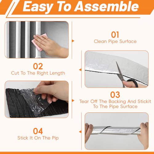 EaseInstall Pipe Insulation Wrap Foam Tube Self Adhesive Heat Tape for Water Pipes, Outdoor Foam and Foil Water Pipe Insulation Wrap for Winter, Can Be Used for Self Regulating Pipe Heat Tape by EaseInstall - Image 4