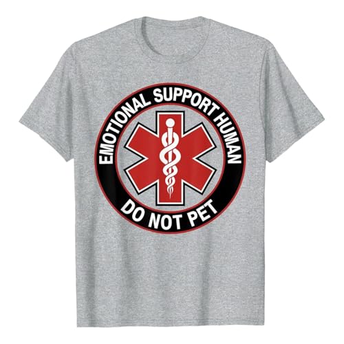 Unisex T-Shirt 'Emotional Support Human' mit medizinischem Symbol - Lustiges Oberteil für Tierbesitzer | Statement-Shirt mit Humor 'Do Not Pet'