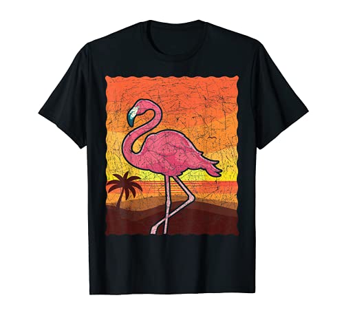 Pink Flamingo Summer Vibes Beach Sunset Tropical Summer T-Shirt