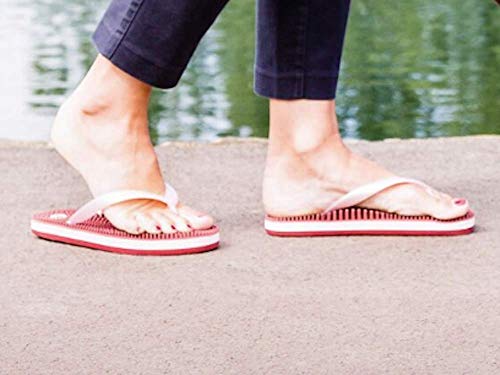 Revs Reflexology Massage & Acupressure Premium Flip Flops in Metallic Marsala & Pink for Ladies. Wear for Increased Blood Flow, Circulation, Energy, Recovery and Overall Better Health & Wellbeing.