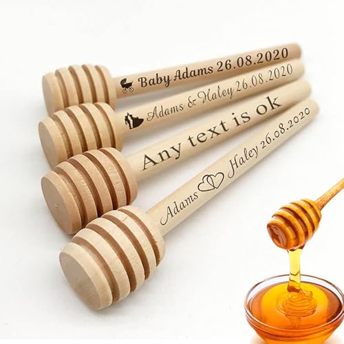 Miguha 10 bastoncini di legno personalizzati for miele, cucchiaino for miele personalizzato, mini cucchiaio for miele, utensili da dessert, bomboniera for matrimonio, regalo for festa