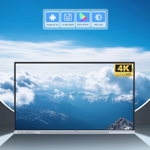 Image of 65 Inch 4K Smart Board - Google EDLA-Certified Interactive Whiteboard, Android 14, 50-Point Touch, Wireless Casting - Digital Whiteboard for Classrooms & Hybrid Offices (Board Only)