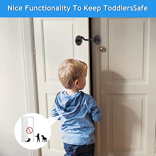 Black Barn Door Latch, 2 Pack 4 Inch Hook And Eye Latch With Screws, Barn Door Lock Gate Latches For Fence Outdoor Window Cabinet Bathroom #TOP5