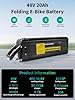 Lithium Hellas 1 Pack 48V 20Ah Folding E-Bike Battery, 48 Volt Electric Bicycle Replacement Battery with 2A Fast Charger, Safety Lock, 30A BMS, Power Comes Out The Top Side not The Bottom (US Stock) #1