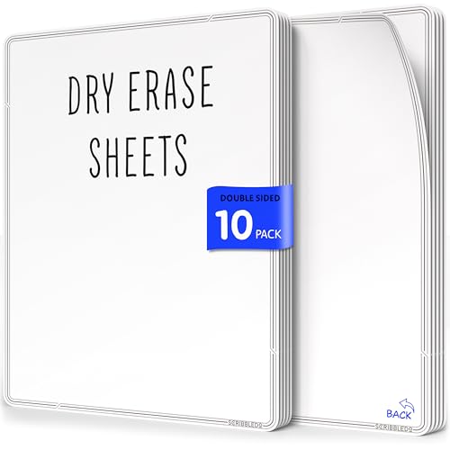 SCRIBBLEDO Small White Board Dry Erase Sheets 9”x12” for Kids Teacher Class Manipulatives Personal Mini Whiteboards Sheets Students Homeschool Supplies Small Dry Erase Boards Classroom Pack 10 Sheets