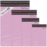 65 Mixed Parcel Bags Baby Pink, Mailer Bags Tamper-Proof Strong Postal Packaging Bags for Shipping, Mailing & Delivery, 4 Sizes Small to Large Bags, 15 Each