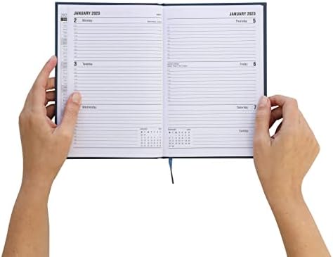 2023 A5 Week To View Diary Full Year Planner Organiser Hardback Cover & Ribbon (Navy)
