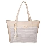 Pepe Jeans Clara Bolso Tote Portátil 15,6 Pulgadas Beige 36x30x12 cms Poliéster y PU by Joumma Bags
