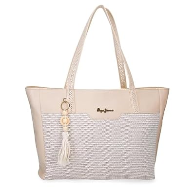 Pepe Jeans Clara borsa tote 15.6 inch beige 36x30x12 cm made of poliestere e PU di Joumma Bags