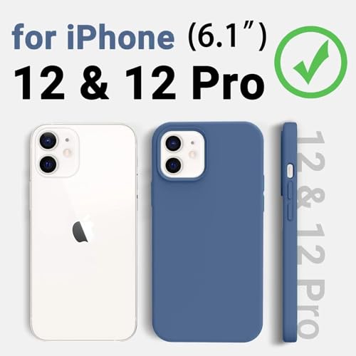 Image of Premium Liquid Silicone Case for iPhone 12 & 12 Pro - Slim Full Body Protective Back Cover with Soft Microfiber Lining, Anti-Slip Grip Scratch Resistant Phone Case(Storm Blue)