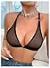 SOLY HUX Women's Sheer Mesh Through Bra Sheer Bralette Front Closure Deep V Neck Wireless Lingerie Sexy Lingerie Bra Pure Black XX-Large