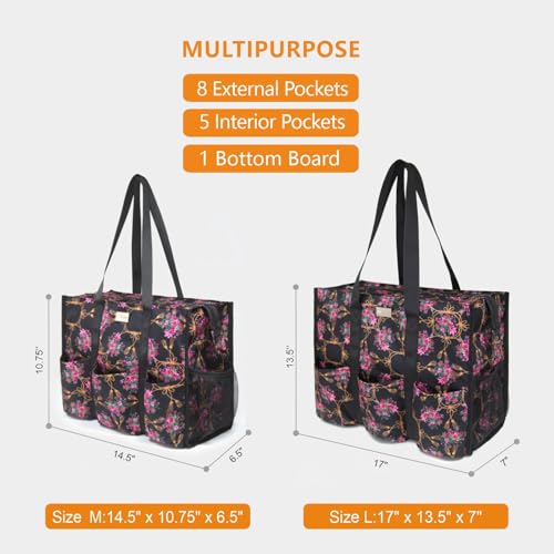 Image of TOPDesign Utility Water Resistant Tote Bag with 13 Pockets, Top Zipper Closure & Thick Bottom Support, for Working Women