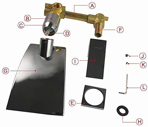 Sumerain Wall Mount Bathtub Faucet, Waterfall Tub Filler Brass Chrome #TOP4