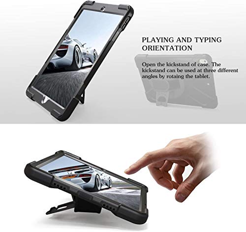 Ipad 5Th/6Th Generation Case 9.7 Inch 2017 2018 For Kids With 360 Rotating Stand+Hand Strap | Tsq Heavy Duty Rugged Shockproof Case For Ipad 6Th/5Th Gen 9.7", Model A1893/A1954/A1822/A1823 | Black #TOP2