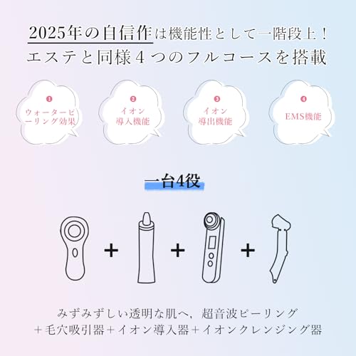 MAXGROOM 美顔器 ウォーターピーリング EMS 超音波ピーリング 赤青光エステ の商品画像 2