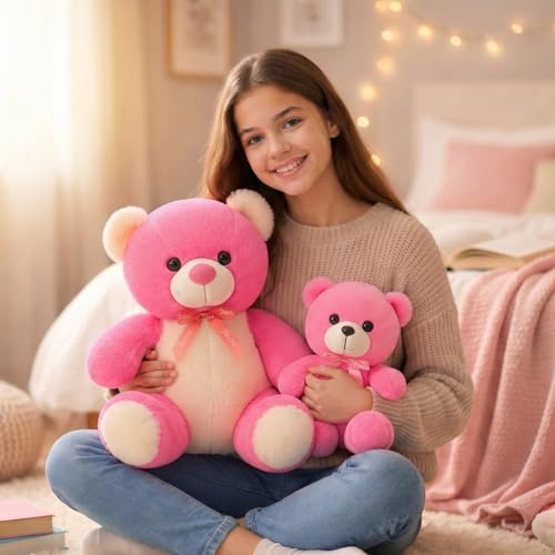 Image of Tabitha Stuffed Toys-Ultra Soft Plush Toy for Kids | Birthday Gifts for Kids and Girls | (Combo of 2 Toys 30 Cm Pink Teddy & 25 Cm Pink Teddy)
