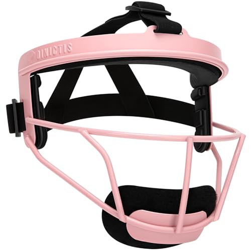 Dinictis Softball Face Mask, Lightweight, Comfortable, with Wide Field Vision, Durable and Safe Face Guards, Premium Protective Softball Fielder's Mask-Pink-Youth(M)