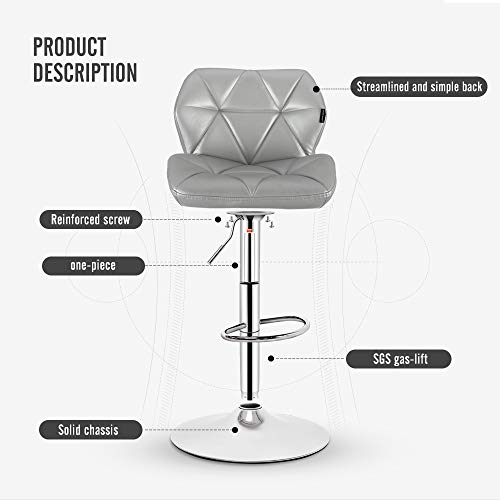 Bar Table Stool Set Of 3 – Adjustable Round Table Black And 2 Swivel Pub Stools Flannel Fabric For Home Kitchen Bistro, Bars Wine Cabinets Grey Height Adjustable Back Tuffled Cushion Breathable(Set 9) #TOP1