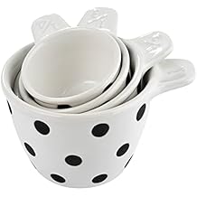Creative Co-Op Ceramic Measuring Cup, Set of 4, Black and White