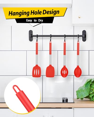 image for BUNDLEPRO Pack of 4 Silicone Cooking Utensils Set, Non Stick Large Sol