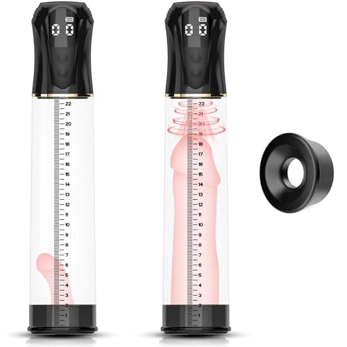 Seckoe IPX7 Wasserdicht Penispumpe für die Männer Elektrische Vakuumpumpe Dehnung Trainer mit Digitalanzeige 22cm Penisvergrößerung Erektionzhilfe Sex Spielzeug Masturbieren für Männer
