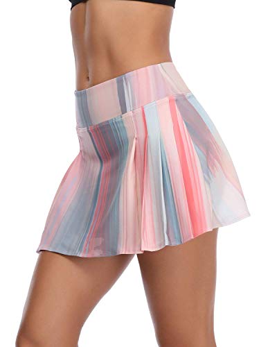 Rainbow Tree Women's Golf Skirt Tennis Skort Pleated with Side Inner Pockets Indoor Exercise,Runs Large Rainbow - Thumbnail 2