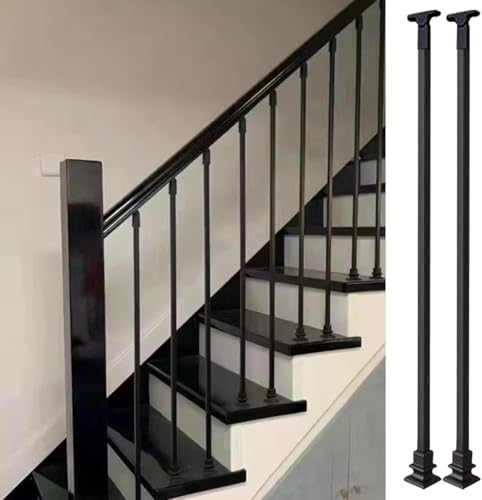 Husillos de balaustres para escaleras interiores instalados en poste de eje de barandilla de metal 2