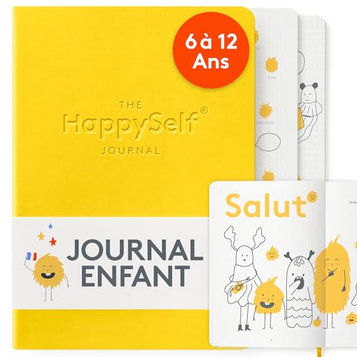 HappySelf Il Diario - il Premiato Diario Quotidiano per Ragazzi Dai 6 ai 12 Anni per Promuovere la Felicità, Sviluppare Abitudini Positive [Edizione in Lingua Francese] (Giallo)