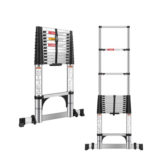 DEZEX Telescoping Ladder 16.5 FT,Aluminum Lightweight Extension Ladder with 2 Triangle Stabilizers...