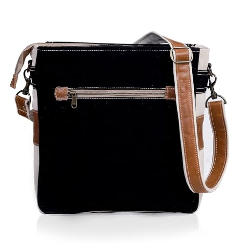 Image of CLA Bags SEL de MER Upcycled Olive Green Blossom Print Canvas & Leather Shoulder Bag, Canvas Crossbody Bags for Women
