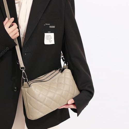 Image of Genuine Leather Crossbody Purses for Women Small Shoulder Handbags Quilted Hobo Bags