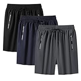 WYBF Shorts Hombre Deportivos, Paquete de 3 Shorts Deportivos Hombre, Pantalones Cortos Deportivos de Secado rápido,con...