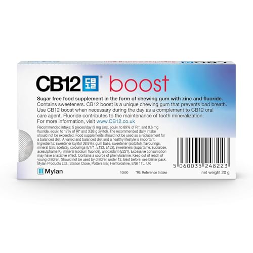 CB12 12 X Boost Sugar Free Chewing Gum Strong Mint 10 Pieces 20G