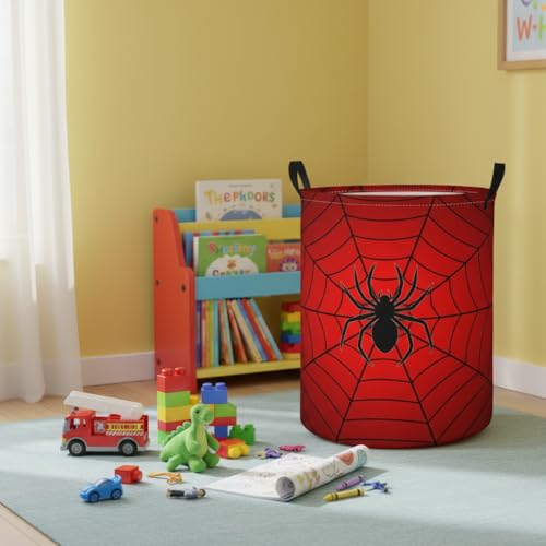 Image of Baby Laundry Hamper kids laundry Basket Waterproof Laundry Bag for Bedroom Clothes Organizer Room Decor(Spider Web)